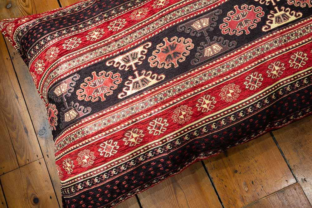 Large Red Kilim Stripe Ottoman Turkish Floor Cushion Cover 69x100cm